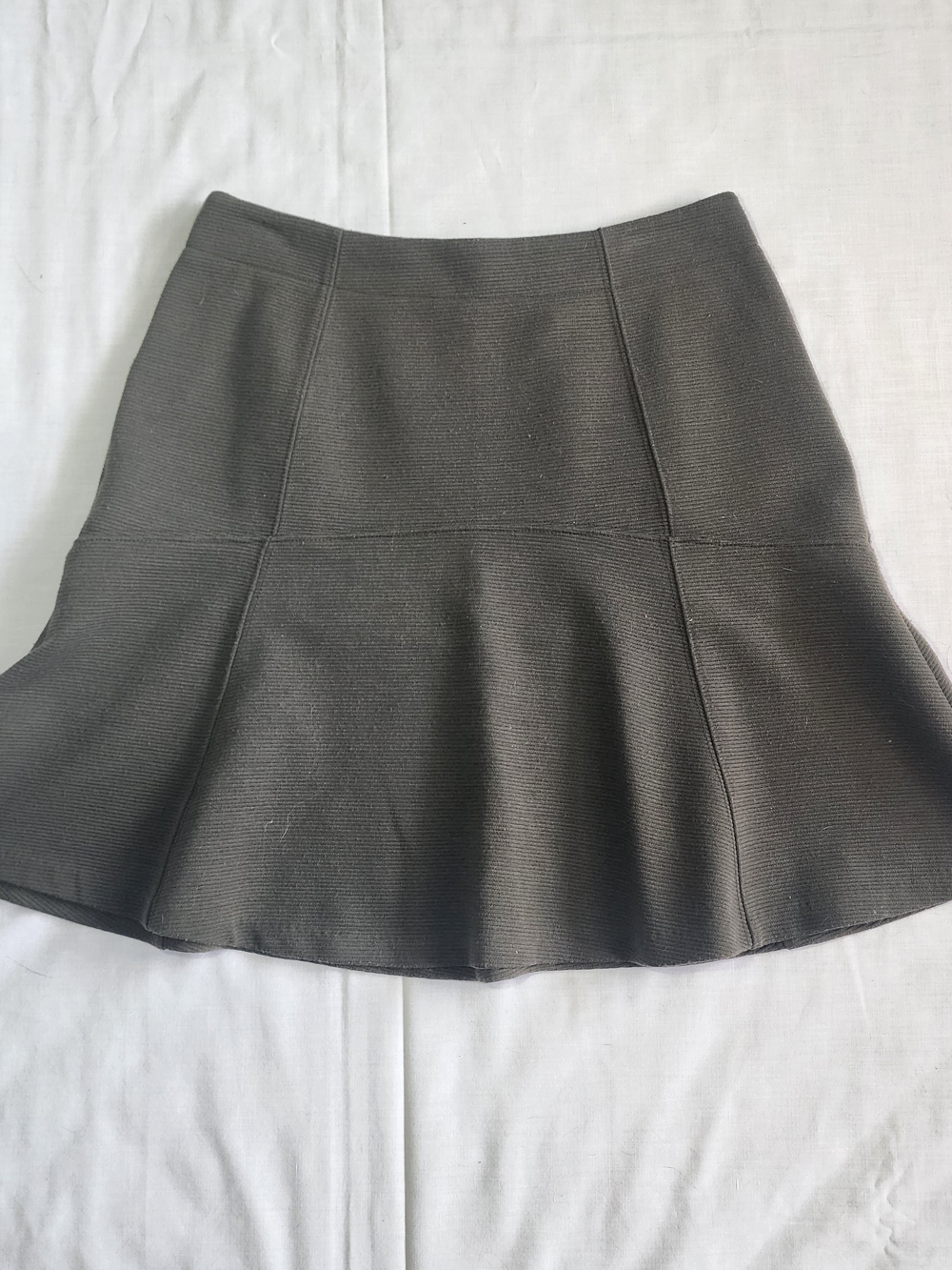 Loft Mini Skirt Womens Size 2 Army Green Grey A-Line Skater Style